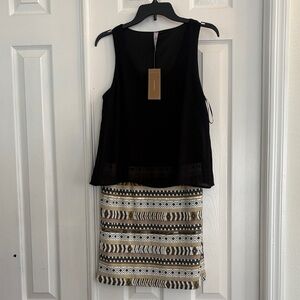 Alya Black and Gold Midi Dress